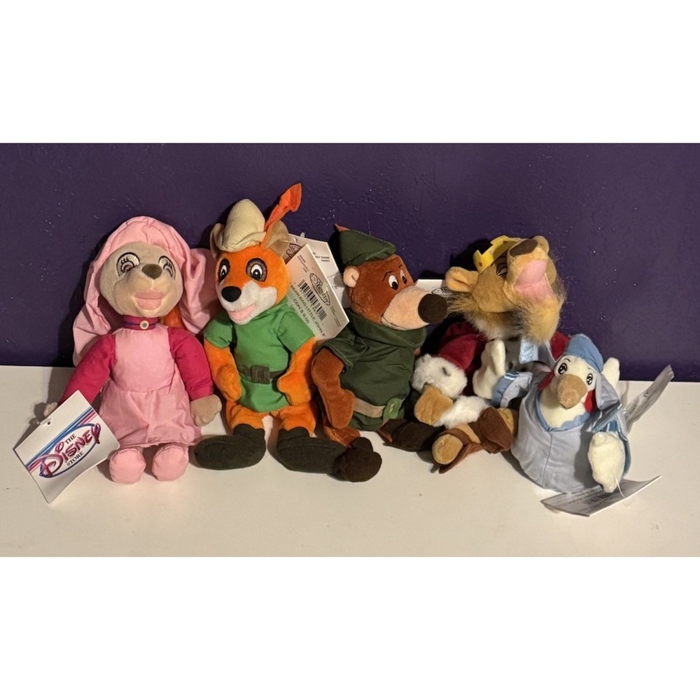 Vintage Disney Store Robin Hood Bean Bag Plush Lot New Tags Rare